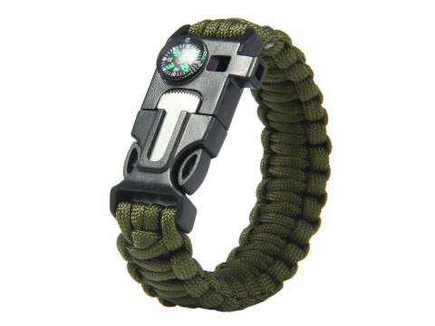 Bransoletka survival opaska 5w1 kompas krzesiwo linka nóż linka paracord Bransoletka survival opaska 5w1 kompas krzesiwo linka nóż linka paracord