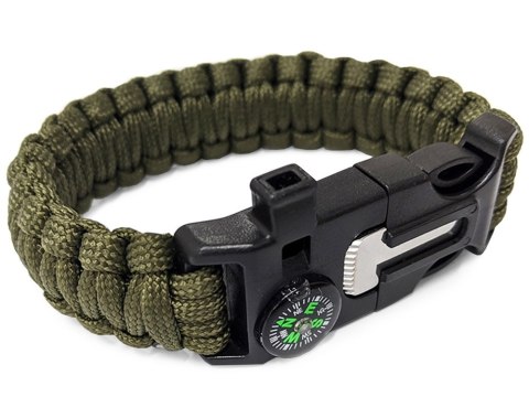 Bransoletka survival opaska 5w1 kompas krzesiwo linka nóż linka paracord Bransoletka survival opaska 5w1 kompas krzesiwo linka nóż linka paracord