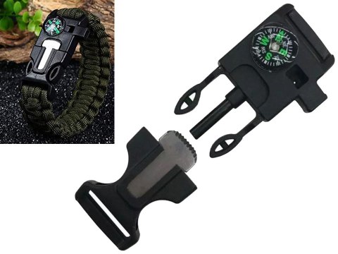 Bransoletka survival opaska 5w1 kompas krzesiwo linka nóż linka paracord Bransoletka survival opaska 5w1 kompas krzesiwo linka nóż linka paracord