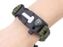 Bransoletka survival opaska 5w1 kompas krzesiwo linka nóż linka paracord