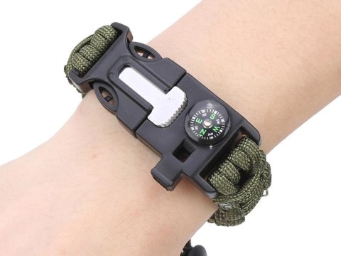 Bransoletka survival opaska 5w1 kompas krzesiwo linka nóż linka paracord Bransoletka survival opaska 5w1 kompas krzesiwo linka nóż linka paracord