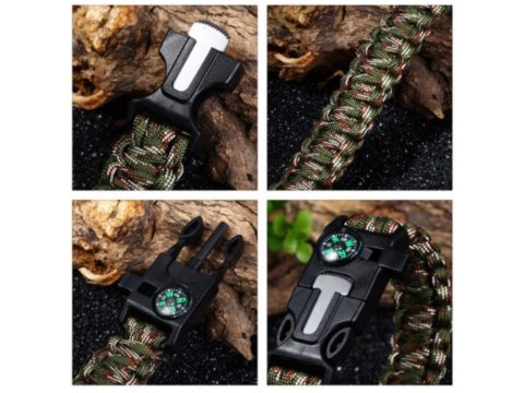 Bransoletka survival opaska 5w1 kompas krzesiwo linka nóż linka paracord Bransoletka survival opaska 5w1 kompas krzesiwo linka nóż linka paracord