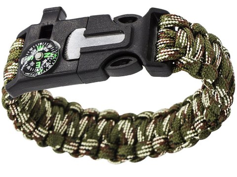 Bransoletka survival opaska 5w1 kompas krzesiwo linka nóż linka paracord Bransoletka survival opaska 5w1 kompas krzesiwo linka nóż linka paracord