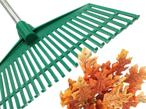 Grabie ogrodowe do liści trawy lekkie plastikowe trzonek aluminium 40cm Grabie ogrodowe do liści trawy lekkie plastikowe trzonek aluminium 40cm