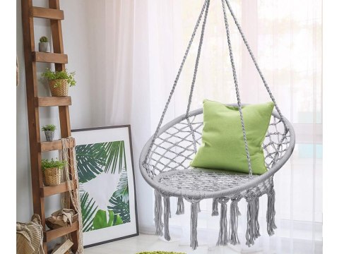 Huśtawka ogrodowa bocianie gniazdo fotel wiszący krzesło boho 80cm Huśtawka ogrodowa bocianie gniazdo fotel wiszący krzesło boho 80cm
