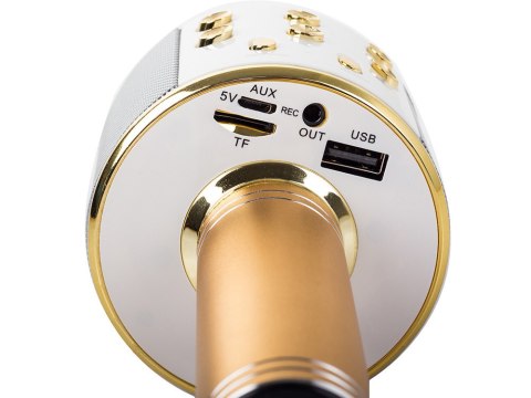 Mikrofon bezprzewodowy bluetooth głośnik karaoke modulator głosu okrągły Mikrofon bezprzewodowy bluetooth głośnik karaoke modulator głosu okrągły
