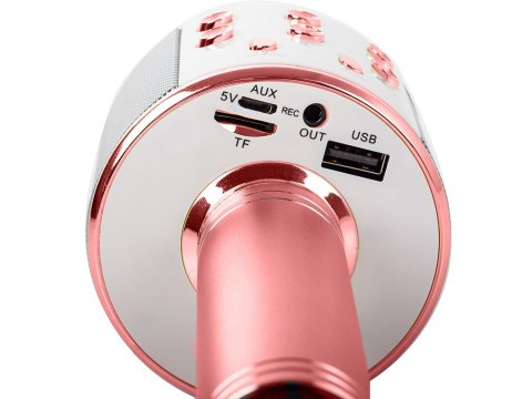 Mikrofon bezprzewodowy bluetooth głośnik karaoke modulator głosu okrągły Mikrofon bezprzewodowy bluetooth głośnik karaoke modulator głosu okrągły
