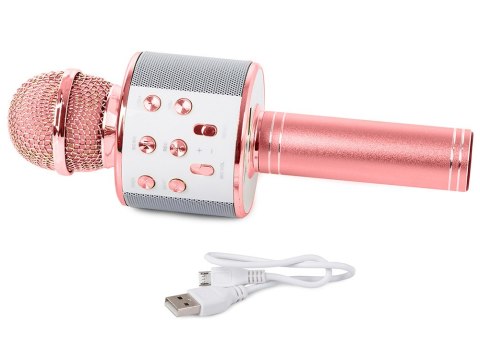 Mikrofon bezprzewodowy bluetooth głośnik karaoke modulator głosu okrągły Mikrofon bezprzewodowy bluetooth głośnik karaoke modulator głosu okrągły
