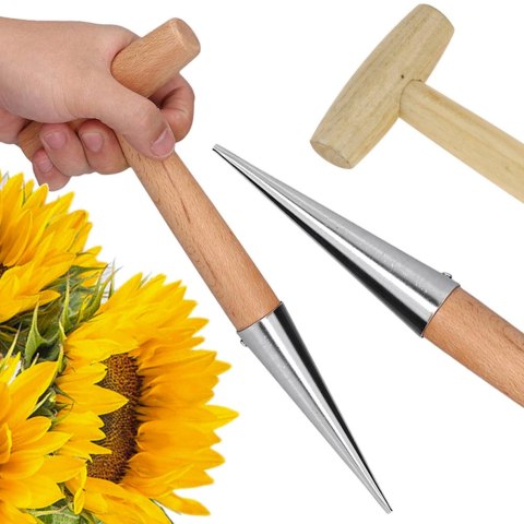 Pikownik do sadzenia roślin cebulek szpikulec ogrodowy drewniany miarka Pikownik do sadzenia roślin cebulek szpikulec ogrodowy drewniany miarka