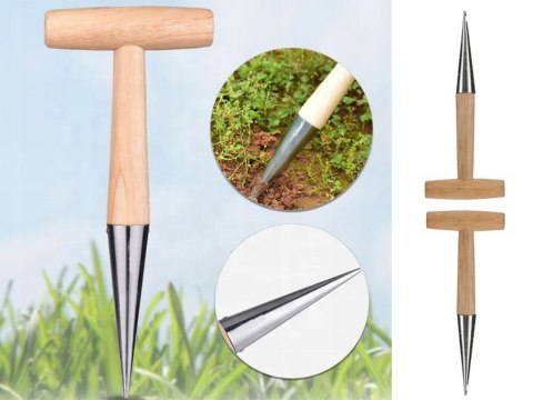 Pikownik do sadzenia roślin cebulek szpikulec ogrodowy drewniany miarka Pikownik do sadzenia roślin cebulek szpikulec ogrodowy drewniany miarka