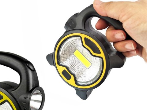 Mocna lampa latarka warsztatowa led cob z uchwytem halogen na baterie Mocna lampa latarka warsztatowa led cob z uchwytem halogen na baterie