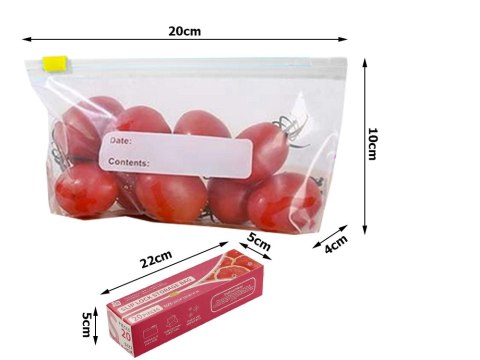 Torebki foliowe strunowe suwak zamykane szczelne do żywności 600ml 20szt Torebki foliowe strunowe suwak zamykane szczelne do żywności 600ml 20szt