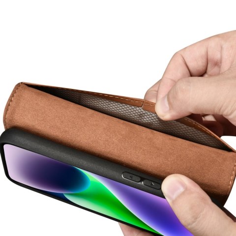 2W1 ETUI SKÓRZANY POKROWIEC Z KLAPKĄ IPHONE 14 ANTI-RFID WALLET CASE BRĄZOWY 2W1 ETUI SKÓRZANY POKROWIEC Z KLAPKĄ IPHONE 14 ANTI-RFID WALLET CASE BRĄZOWY