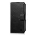 2W1 ETUI SKÓRZANY POKROWIEC Z KLAPKĄ IPHONE 14 PLUS ANTI-RFID OIL WAX WALLET CASE CZARNY