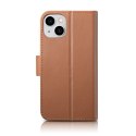 2W1 ETUI SKÓRZANY POKROWIEC Z KLAPKĄ IPHONE 14 PLUS ANTI-RFID WALLET CASE BRĄZOWY