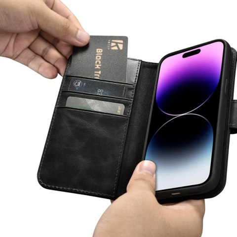 2W1 ETUI SKÓRZANY POKROWIEC Z KLAPKĄ IPHONE 14 PRO ANTI-RFID OIL WAX WALLET CASE CZARNY 2W1 ETUI SKÓRZANY POKROWIEC Z KLAPKĄ IPHONE 14 PRO ANTI-RFID OIL WAX WALLET CASE CZARNY
