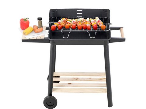 Grill ogrodowy duży węglowy bbq regulowany ruszt półki koła przenośny Grill ogrodowy duży węglowy bbq regulowany ruszt półki koła przenośny