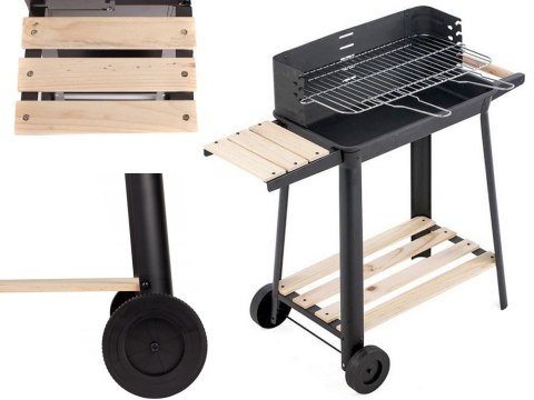 Grill ogrodowy duży węglowy bbq regulowany ruszt półki koła przenośny Grill ogrodowy duży węglowy bbq regulowany ruszt półki koła przenośny