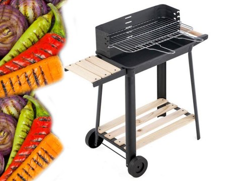 Grill ogrodowy duży węglowy bbq regulowany ruszt półki koła przenośny Grill ogrodowy duży węglowy bbq regulowany ruszt półki koła przenośny