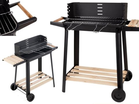 Grill ogrodowy duży węglowy bbq regulowany ruszt półki koła przenośny Grill ogrodowy duży węglowy bbq regulowany ruszt półki koła przenośny