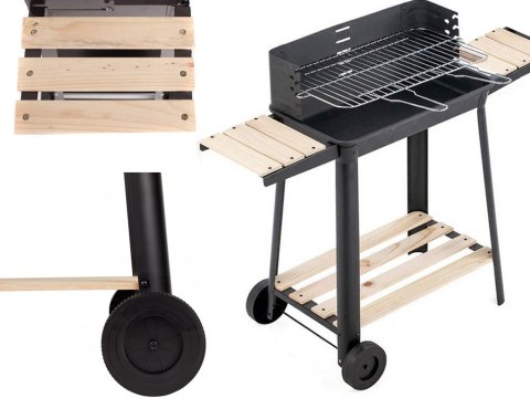 Grill ogrodowy duży węglowy bbq regulowany ruszt półki koła przenośny Grill ogrodowy duży węglowy bbq regulowany ruszt półki koła przenośny