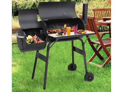 Grill ogrodowy duży węglowy beczka bbq wędzarnia z pokrywą ruszt półka koła Grill ogrodowy duży węglowy beczka bbq wędzarnia z pokrywą ruszt półka koła