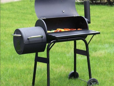 Grill ogrodowy duży węglowy beczka bbq wędzarnia z pokrywą ruszt półka koła Grill ogrodowy duży węglowy beczka bbq wędzarnia z pokrywą ruszt półka koła