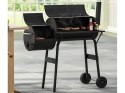 Grill ogrodowy duży węglowy beczka bbq wędzarnia z pokrywą ruszt półka koła
