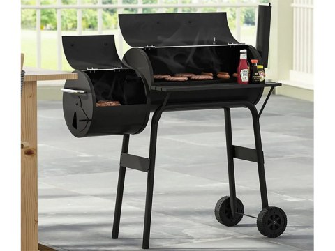 Grill ogrodowy duży węglowy beczka bbq wędzarnia z pokrywą ruszt półka koła Grill ogrodowy duży węglowy beczka bbq wędzarnia z pokrywą ruszt półka koła