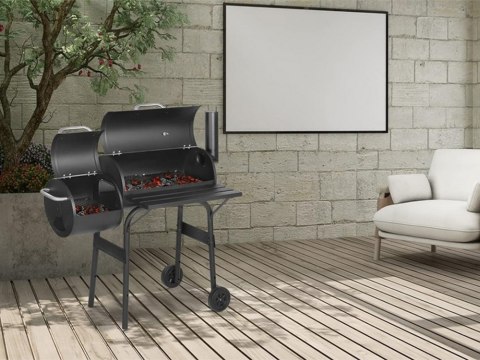 Grill ogrodowy duży węglowy beczka bbq wędzarnia z pokrywą ruszt półka koła Grill ogrodowy duży węglowy beczka bbq wędzarnia z pokrywą ruszt półka koła