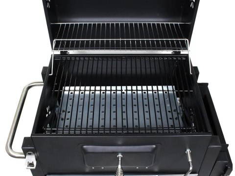Grill węglowy ogrodowy dwa ruszty termometr pokrywa półka popielnik duży Grill węglowy ogrodowy dwa ruszty termometr pokrywa półka popielnik duży