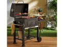 Grill węglowy ogrodowy dwa ruszty termometr pokrywa półka popielnik duży