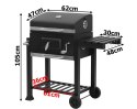 Grill węglowy ogrodowy dwa ruszty termometr pokrywa półka popielnik duży