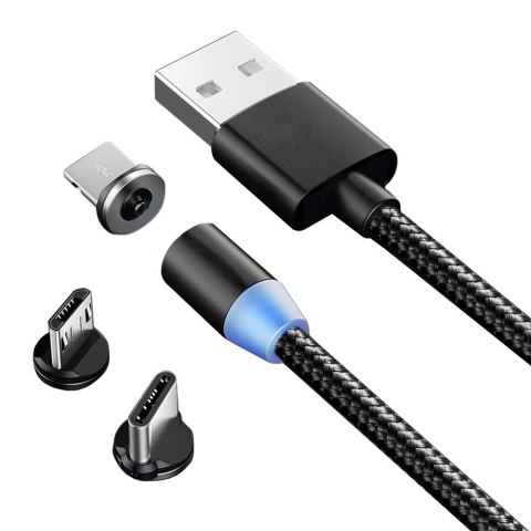 Kabel magnetyczny przwód do ładowania 3w1 micro typ-c usb lightning 1m Kabel magnetyczny przwód do ładowania 3w1 micro typ-c usb lightning 1m