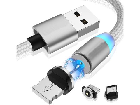 Kabel magnetyczny przwód do ładowania 3w1 micro typ-c usb lightning 1m Kabel magnetyczny przwód do ładowania 3w1 micro typ-c usb lightning 1m