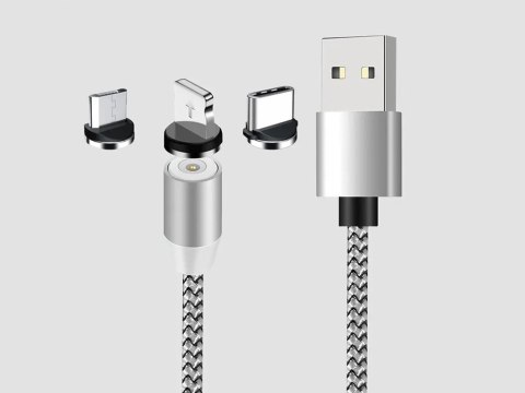 Kabel magnetyczny przwód do ładowania 3w1 micro typ-c usb lightning 1m Kabel magnetyczny przwód do ładowania 3w1 micro typ-c usb lightning 1m