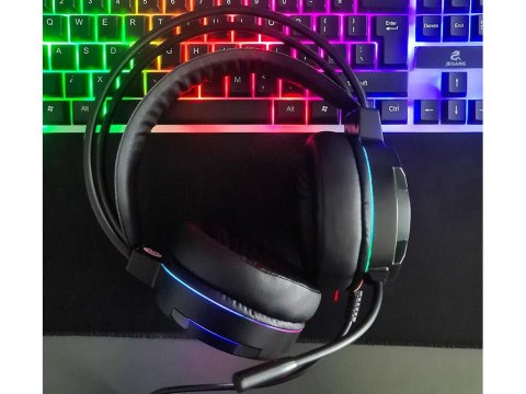 Słuchawki gamingowe przewodowe nauszne dla graczy led rgb z mikrofonem 5.1 Słuchawki gamingowe przewodowe nauszne dla graczy led rgb z mikrofonem 5.1