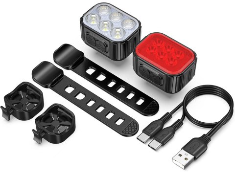 Lampka rowerowa led zestaw tył przód usb na rower na kierownice akumulator Lampka rowerowa led zestaw tył przód usb na rower na kierownice akumulator