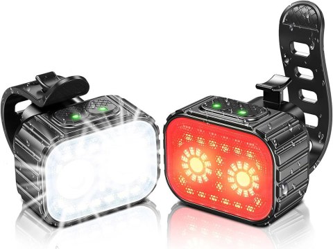 Lampka rowerowa led zestaw tył przód usb na rower na kierownice akumulator Lampka rowerowa led zestaw tył przód usb na rower na kierownice akumulator