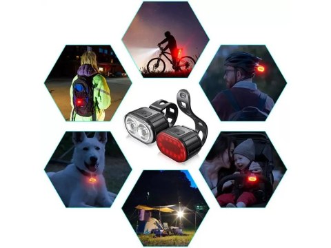 Lampka rowerowa światło przód tył led na rower kierownicę mocna usb jasna Lampka rowerowa światło przód tył led na rower kierownicę mocna usb jasna