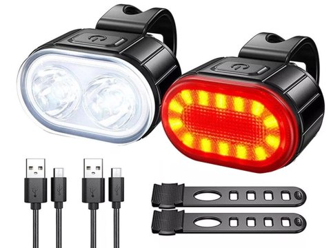 Lampka rowerowa światło przód tył led na rower kierownicę mocna usb jasna Lampka rowerowa światło przód tył led na rower kierownicę mocna usb jasna