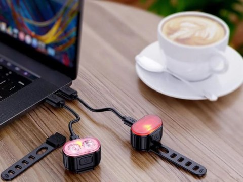 Lampka rowerowa światło przód tył led na rower kierownicę mocna usb jasna Lampka rowerowa światło przód tył led na rower kierownicę mocna usb jasna