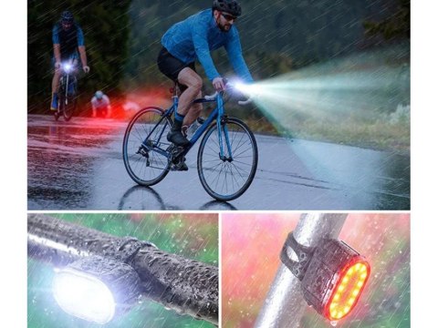 Lampka rowerowa światło przód tył led na rower kierownicę mocna usb jasna Lampka rowerowa światło przód tył led na rower kierownicę mocna usb jasna