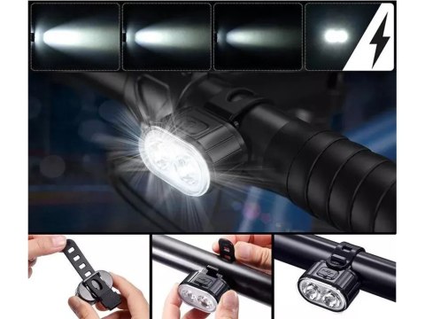 Lampka rowerowa światło przód tył led na rower kierownicę mocna usb jasna Lampka rowerowa światło przód tył led na rower kierownicę mocna usb jasna