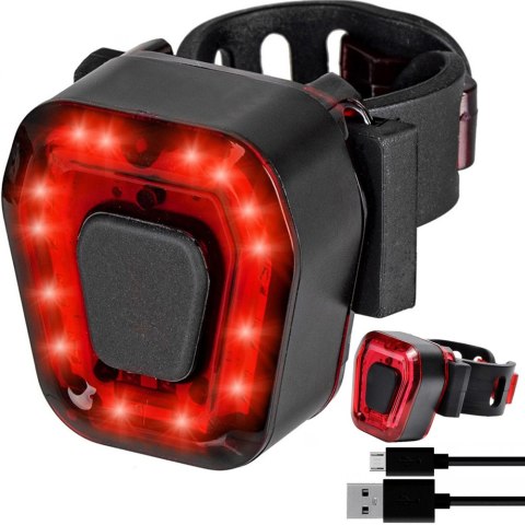 Lampka rowerowa tylna 14 led na rower światło czerwone mocne tył aku usb Lampka rowerowa tylna 14 led na rower światło czerwone mocne tył aku usb