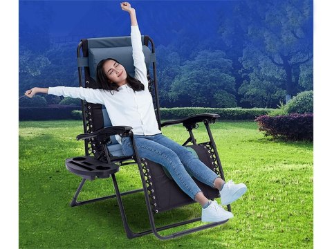 Leżak ogrodowy plażowy składany poduszka grawitacyjny wzmocniony miękki Leżak ogrodowy plażowy składany poduszka grawitacyjny wzmocniony miękki