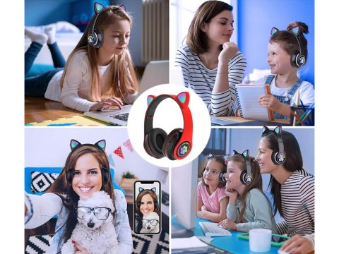 Słuchawki bezprzewodowe bluetooth radio fm mp3 kocie uszy podświetlenie led Słuchawki bezprzewodowe bluetooth radio fm mp3 kocie uszy podświetlenie led