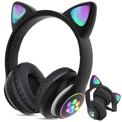 Słuchawki bezprzewodowe bluetooth radio fm mp3 kocie uszy podświetlenie led Słuchawki bezprzewodowe bluetooth radio fm mp3 kocie uszy podświetlenie led