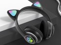 Słuchawki bezprzewodowe bluetooth radio fm mp3 kocie uszy podświetlenie led