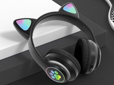 Słuchawki bezprzewodowe bluetooth radio fm mp3 kocie uszy podświetlenie led Słuchawki bezprzewodowe bluetooth radio fm mp3 kocie uszy podświetlenie led
